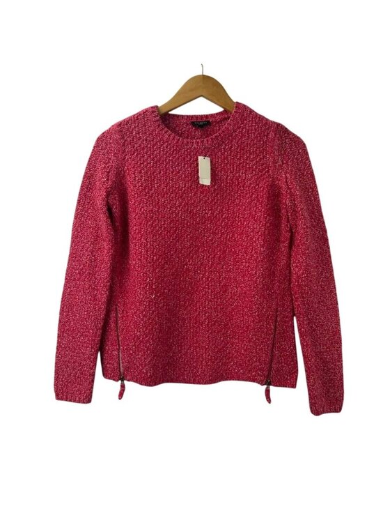 Talbots Sweaters - Talbots Womens Petites Sweater Hot Pink Side Zip Chunky Knit Pullover NWT